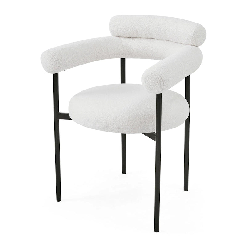 Naci Modern Fabric Arm Dining Chairs with Metal legs