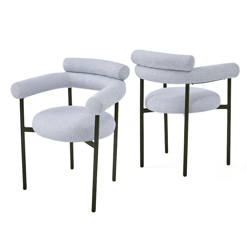 Naci Modern Fabric Arm Dining Chairs with Metal legs