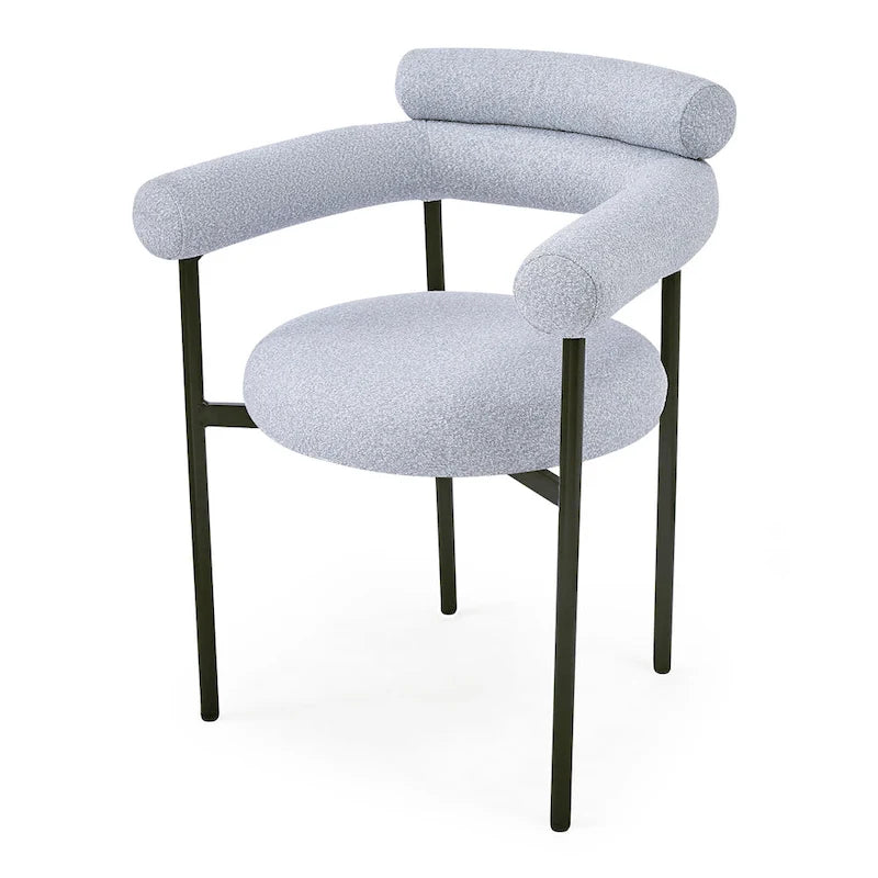 Naci Modern Fabric Arm Dining Chairs with Metal legs