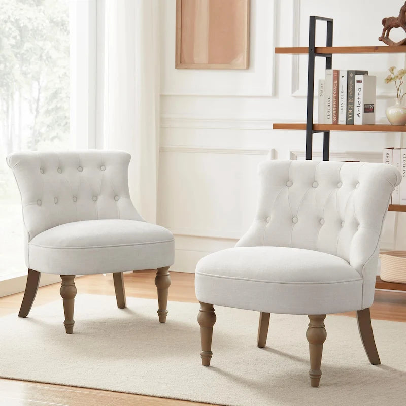 Tufted Upholstered Accent Chairs Set of 2