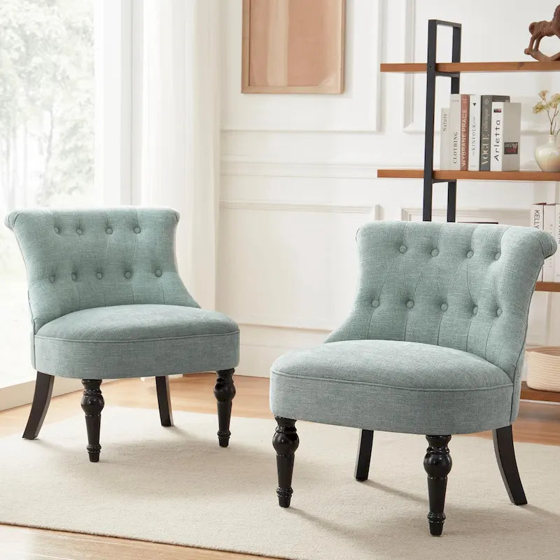 Tufted Upholstered Accent Chairs Set of 2